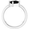 14K White Natural Black Onyx Asymmetric Solitaire Ring