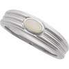 14K White 5x3 mm Oval Natural White Opal Cabochon Ring
