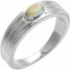 Platinum 5x3 mm Oval Natural White Opal Cabochon Ring