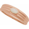 14K Rose 5x3 mm Oval Natural White Opal Cabochon Ring