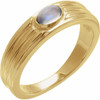 14K Yellow 5x3 mm Oval Natural Rainbow Moonstone Cabochon Ring