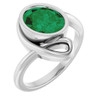 Sterling Silver  Lab-Grown Emerald Ring