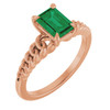 14K Rose Emerald Lab-Grown Emerald Solitaire Ring