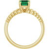 14K Yellow Emerald Lab-Grown Emerald Solitaire Ring