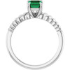 Platinum Emerald Lab-Grown Emerald Solitaire Ring