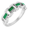 Platinum Lab-Grown Emerald Chain Link Ring