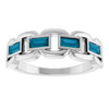 Sterling Silver Natural London Blue Topaz Chain Link Ring