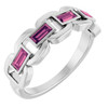 14K White Natural Pink Tourmaline Chain Link Ring