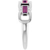 14K White Natural Pink Tourmaline Chain Link Ring