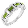 Sterling Silver Natural Peridot Chain Link Ring