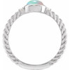 14K White Natural Ethiopian Opal & .03 CTW Natural Diamond Rope Ring