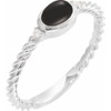 14K White Natural Black Onyx & .03 CTW Natural Diamond Cabochon Ring