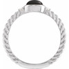 14K White Natural Black Onyx & .03 CTW Natural Diamond Cabochon Ring