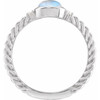 14K White Natural Rainbow Moonstone & .03 CTW Natural Diamond Cabochon Ring