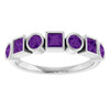 14K White Natural Amethyst Stackable Ring