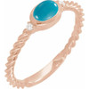 14K Rose Natural Turquoise & .03 CTW Natural Diamond Cabochon Ring