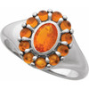 14 Karat White Gold Natural Mexican Fire Opal & Natural Citrine Halo-Style Ring