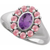 Platinum Natural Amethyst & Natural Rhodolite Garnet Halo-Style Ring