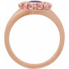 14K Rose Natural Amethyst & Natural Rhodolite Garnet Halo-Style Ring