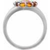 Sterling Silver Natural Mexican Fire Opal & Natural Citrine Halo-Style Ring