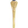 14K Yellow Natural Lapis Cabochon Floral Ring