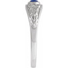 Platinum Natural Lapis Cabochon Floral Ring