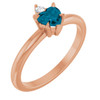14K Rose Natural London Blue Topaz & .03 CT Natural Diamond Ring