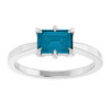 14K White Natural London Blue Topaz Ring