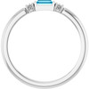 14K White Lab-Grown Aqua Sapphire Stackable Ring