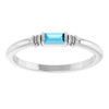 14K White Lab-Grown Aqua Sapphire Stackable Ring