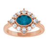 14K Rose Natural London Blue Topaz & 3/8 CTW Lab-Grown Diamond Halo-Style Ring
