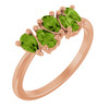 14K Rose Natural Peridot Five-Stone Ring