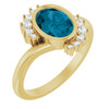 14K Yellow Natural London Blue Topaz & 1/8 CTW Natural Diamond Ring