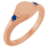 14K Rose Engravable Lab-Grown Blue Sapphire Signet Ring