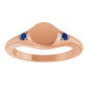 14K Rose Engravable Lab-Grown Blue Sapphire Signet Ring