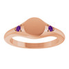 14K Rose Engravable Natural Amethyst Signet Ring