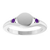 Platinum Engravable Natural Amethyst Signet Ring