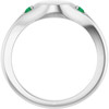 Platinum Engravable Lab-Grown Emerald Signet Ring