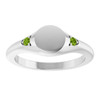 Platinum Engravable Natural Peridot Signet Ring
