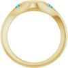 14K Yellow Engravable Natural Blue Zircon Signet Ring