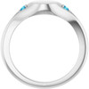 Platinum Engravable Natural Blue Zircon Signet Ring