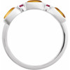 14K White Natural Citrine & Natural Pink Tourmaline Stackable Ring