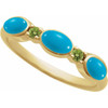 14K Yellow Natural Turquoise & Natural Peridot Stackable Ring