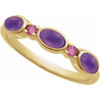 14K Yellow Natural Amethyst & Natural Pink Tourmaline Stackable Ring