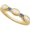 14K Yellow Lab-Grown White Opal & Natural Tanzanite Stackable Ring