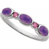 14K White Natural Amethyst & Natural Pink Tourmaline Stackable Ring