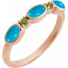 14 Karat Rose Gold Natural Turquoise & Natural Peridot Stackable Ring