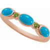 14 Karat Rose Gold Natural Turquoise & Natural Peridot Stackable Ring