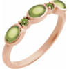 14K Rose Natural Peridot & Natural Peridot Stackable Ring