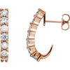 14K Rose 3/4 CTW Lab-Grown Diamond J-Hoop Earrings